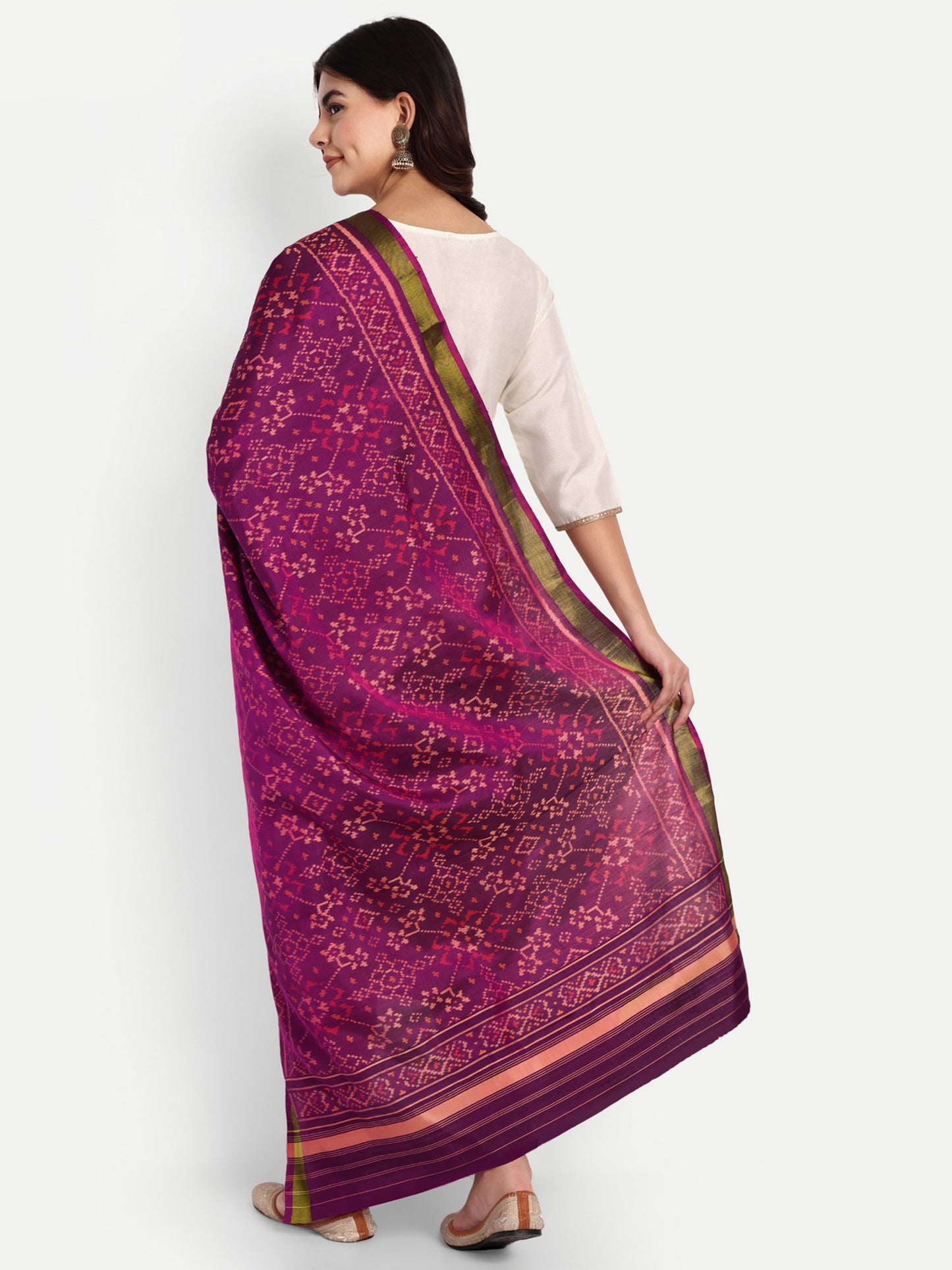 Purple patola silk single ikat dupatta