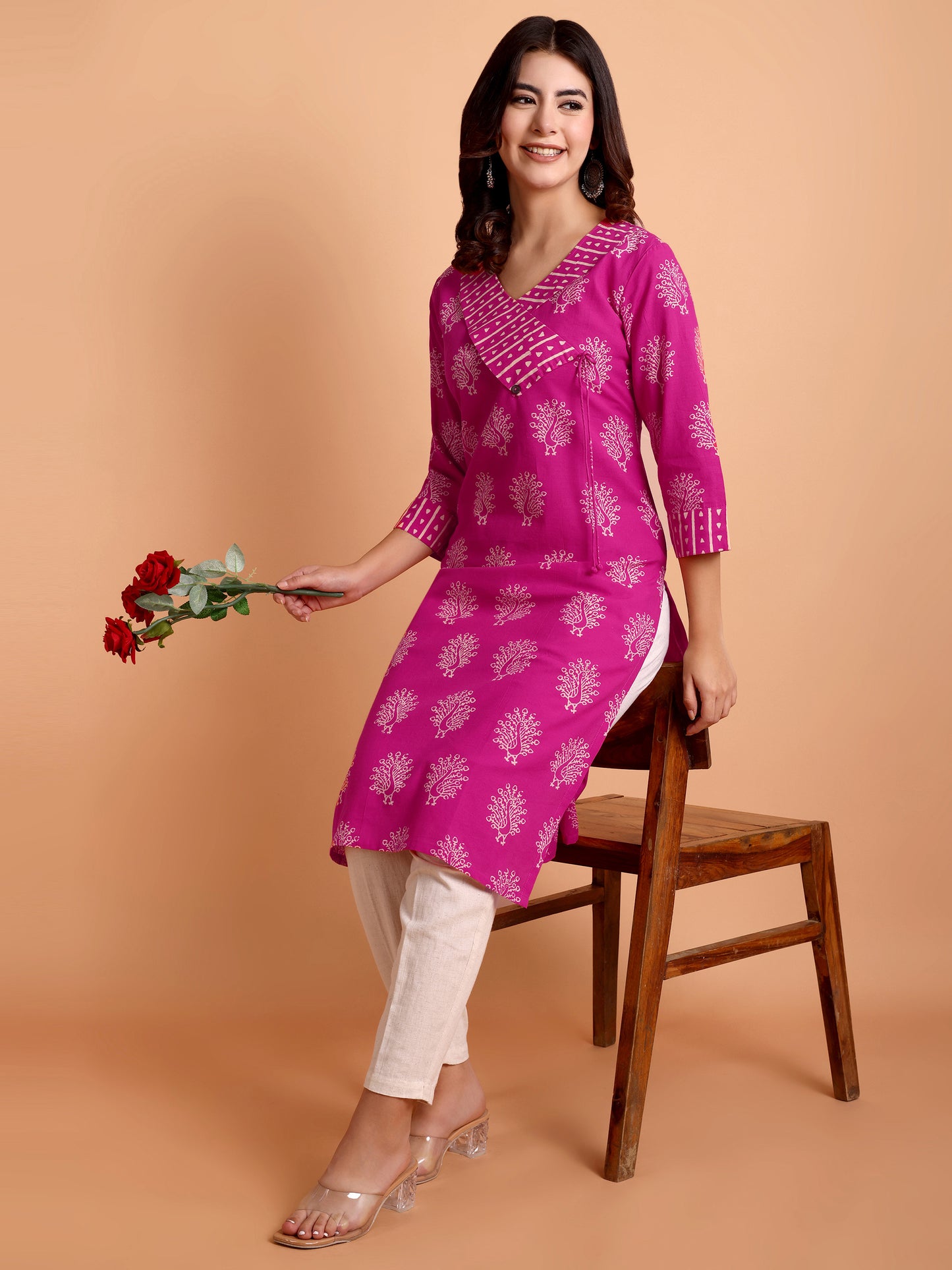 Rose Pink Cotton kurti