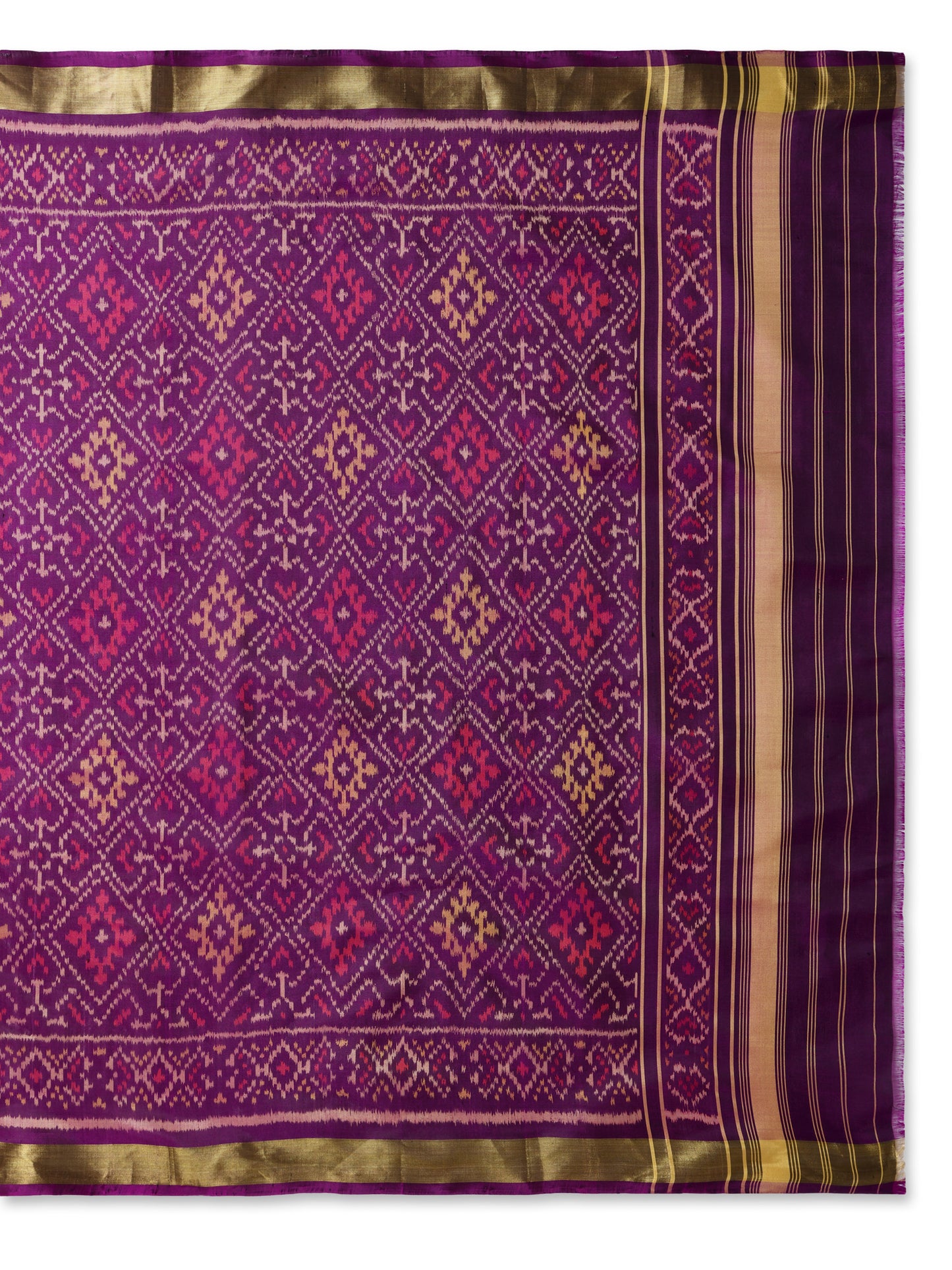 Magenta patola silk single ikat dupatta