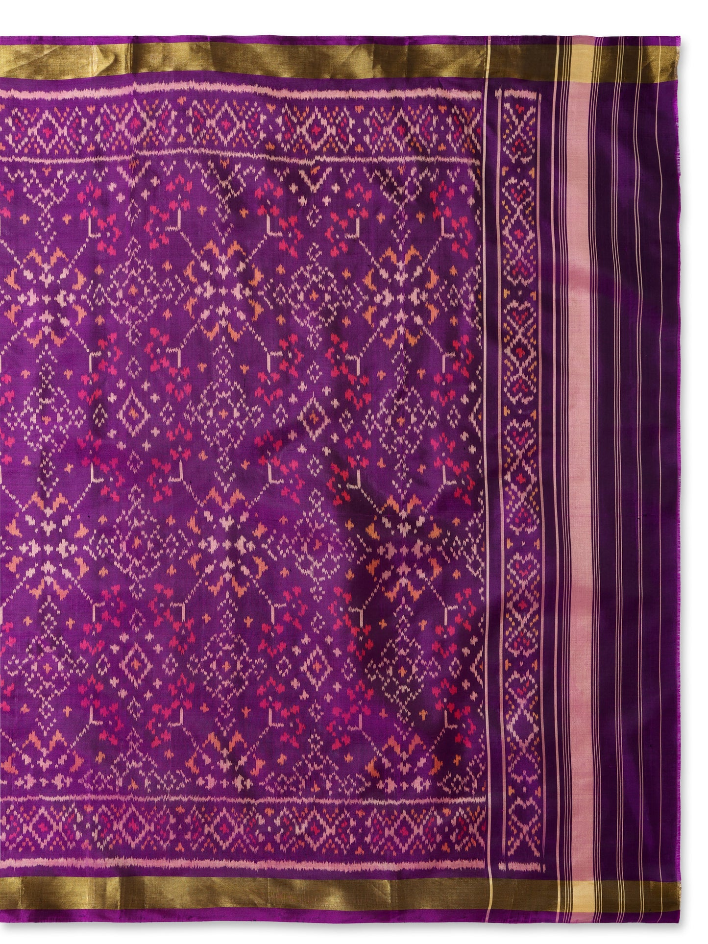 Magenta patola silk single ikat dupatta