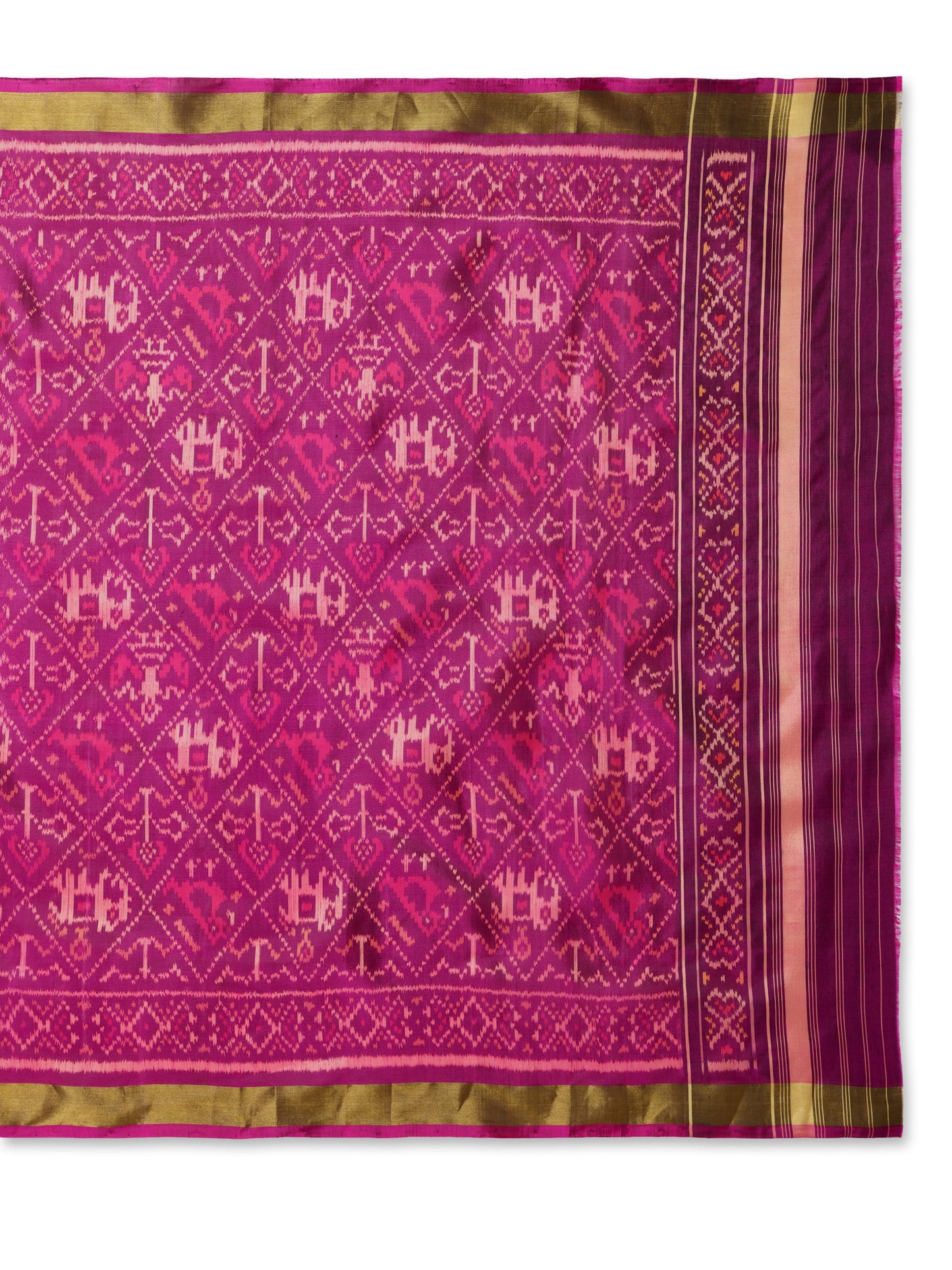 Magenta hathi popat patola silk single ikat dupatta