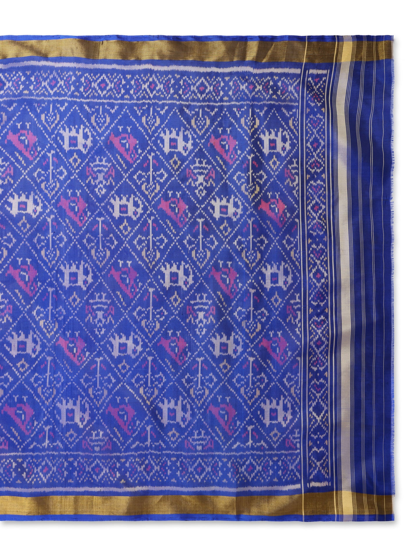 Blue patola silk single ikat dupatta