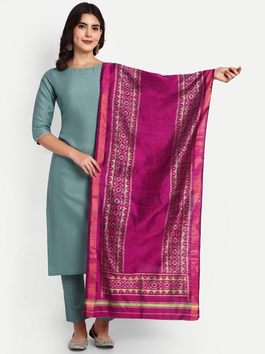 Magenta Raw silk stole dupatta