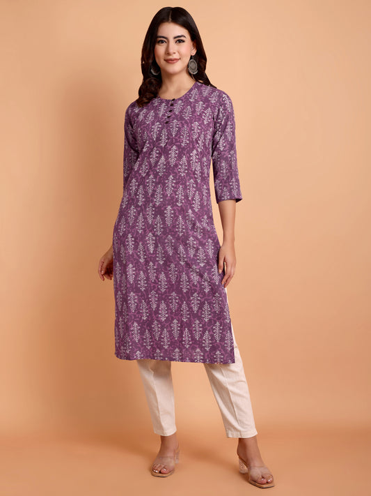 Purple Dabu Print Dress