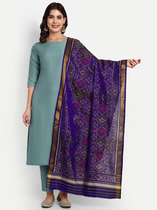 Purple patola silk single ikat dupatta