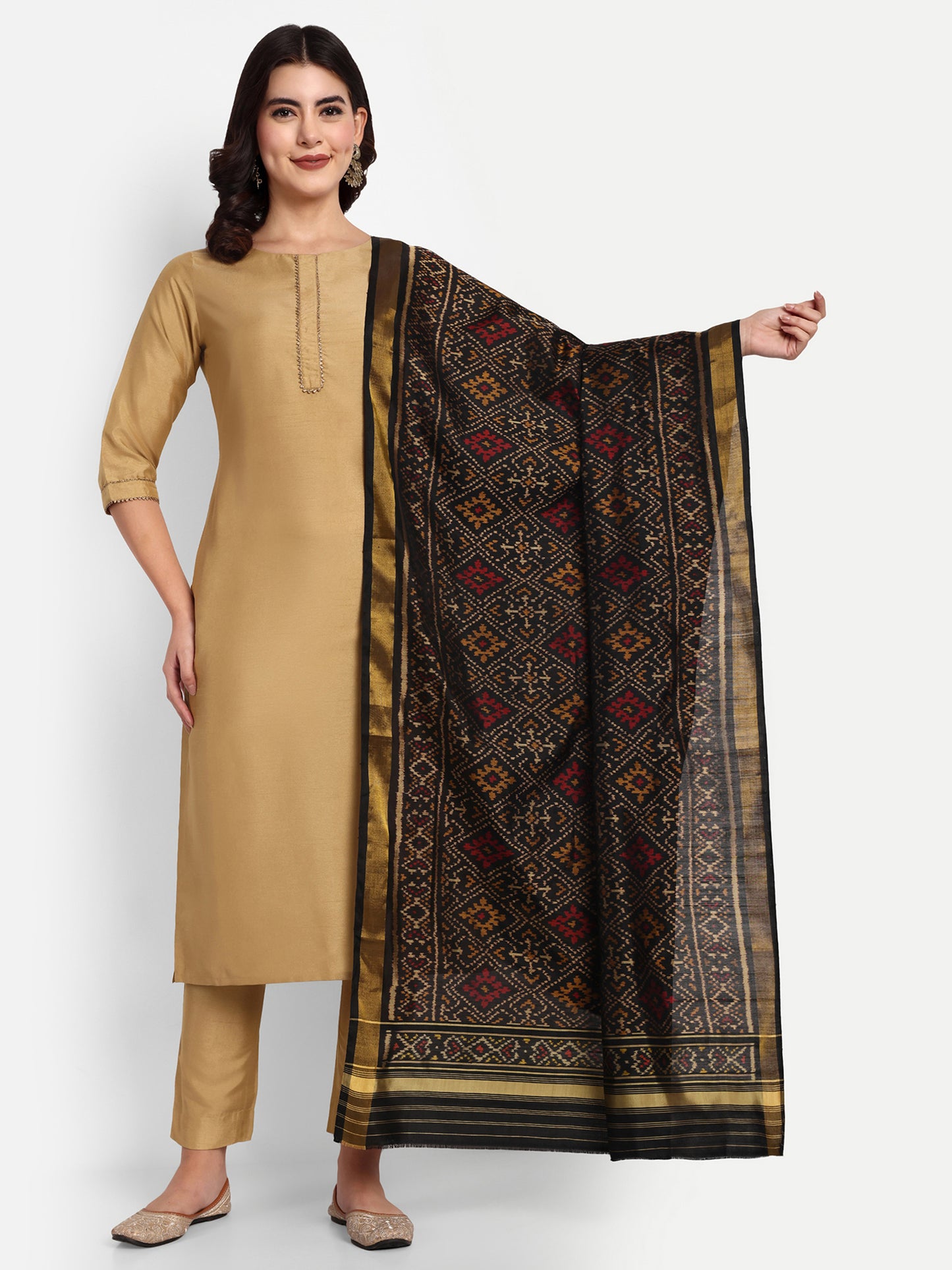 Black Patola silk Single ikat dupatta