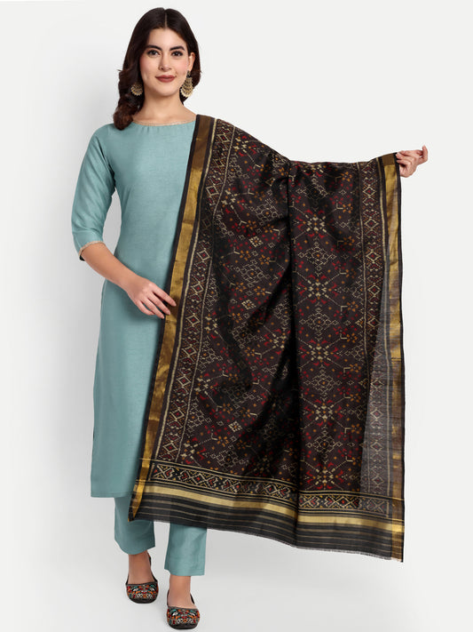 Navratan Black Patola silk dupatta