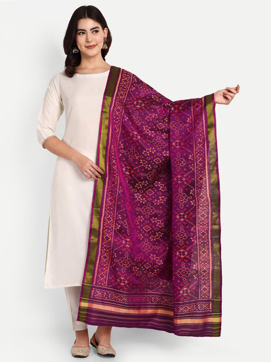 Purple patola silk single ikat dupatta