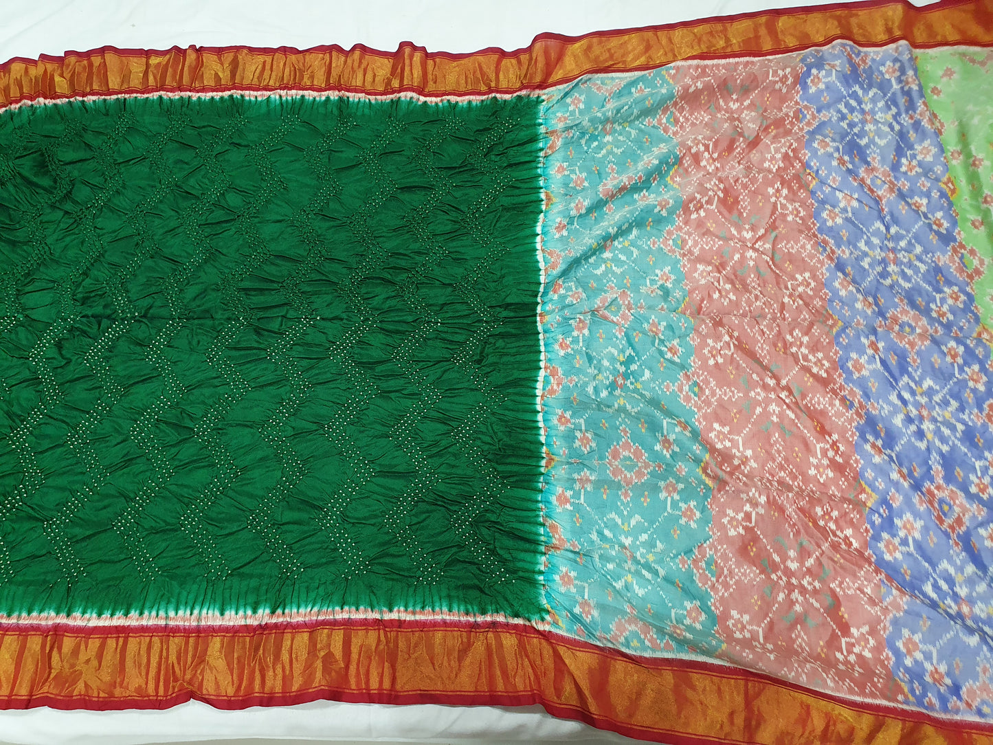 Green Patola Bandhani Saree