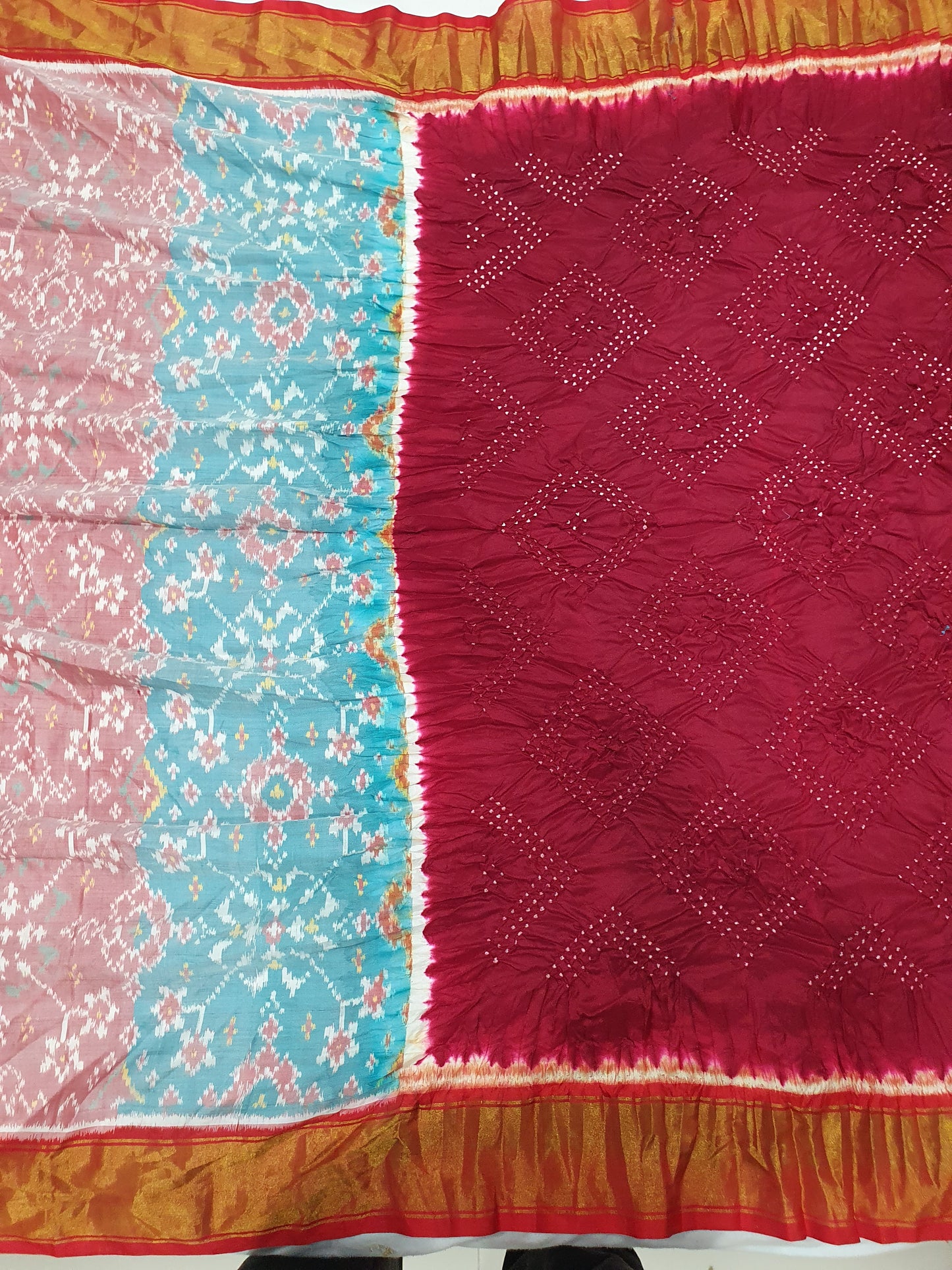 Maroon Patola bandhani saree