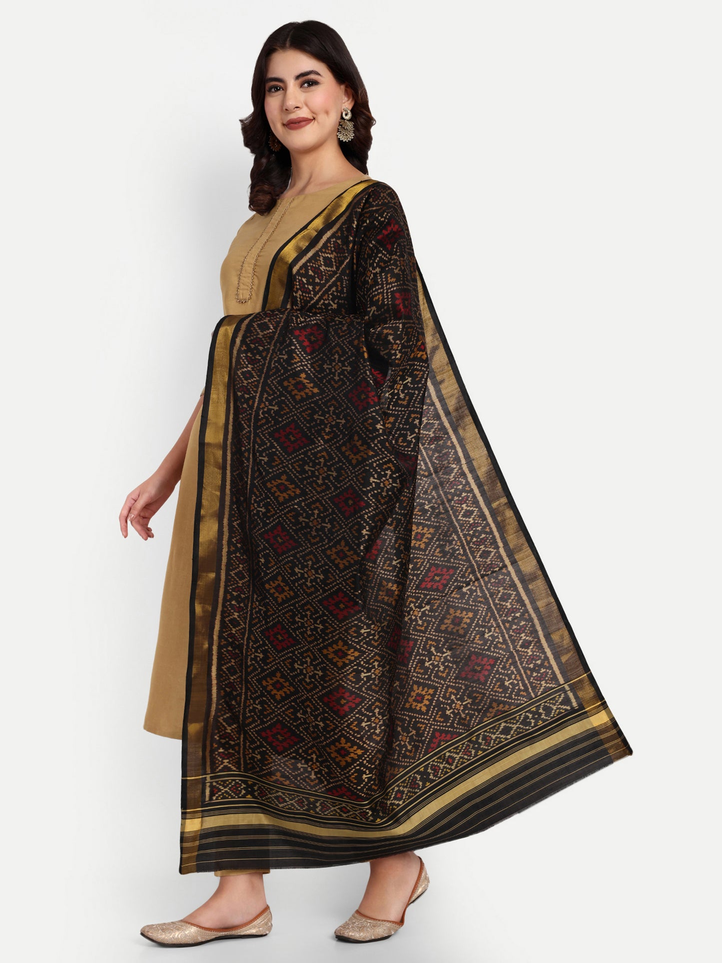 Black Patola silk Single ikat dupatta