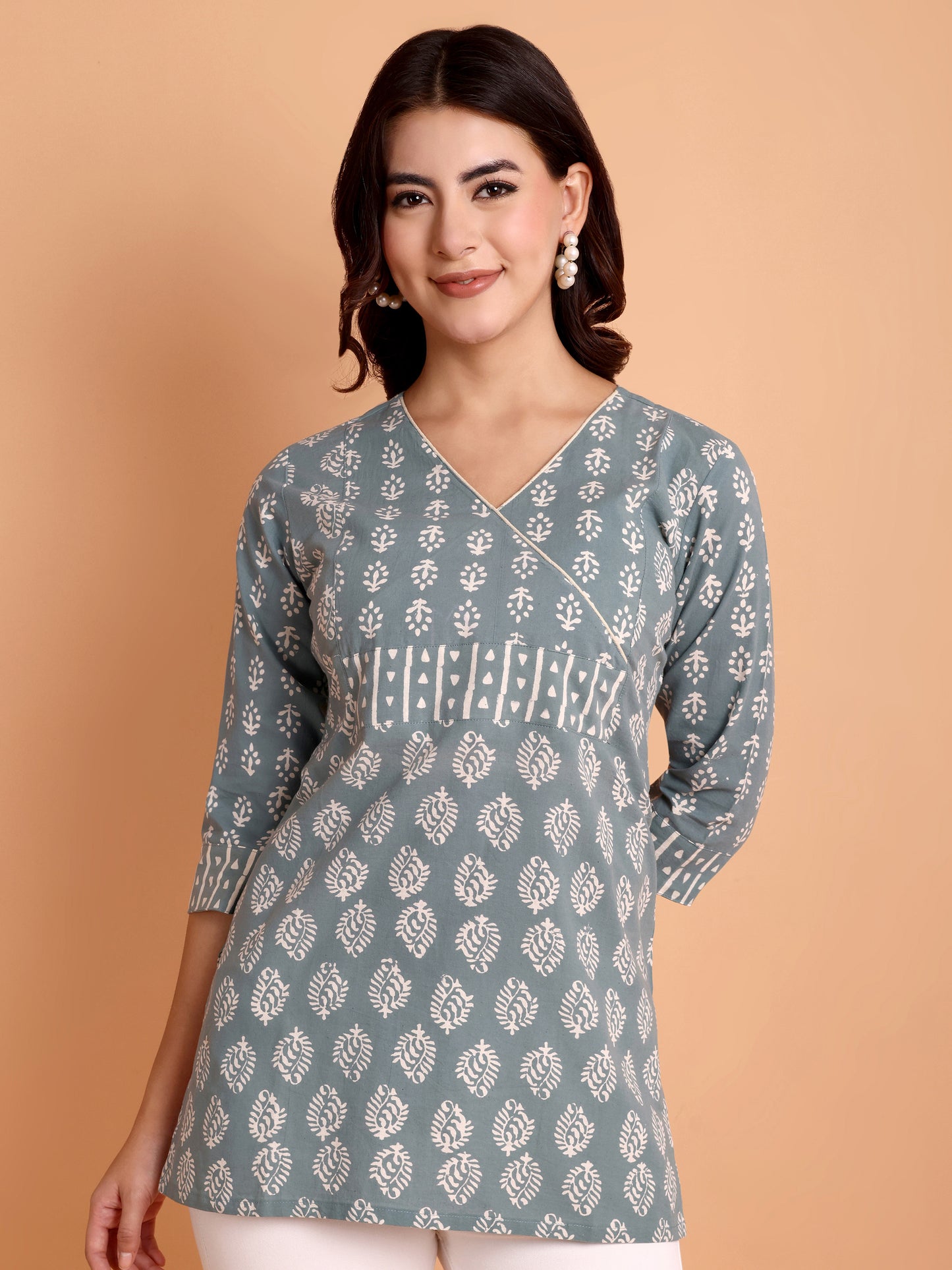 Teal Dabu Print T