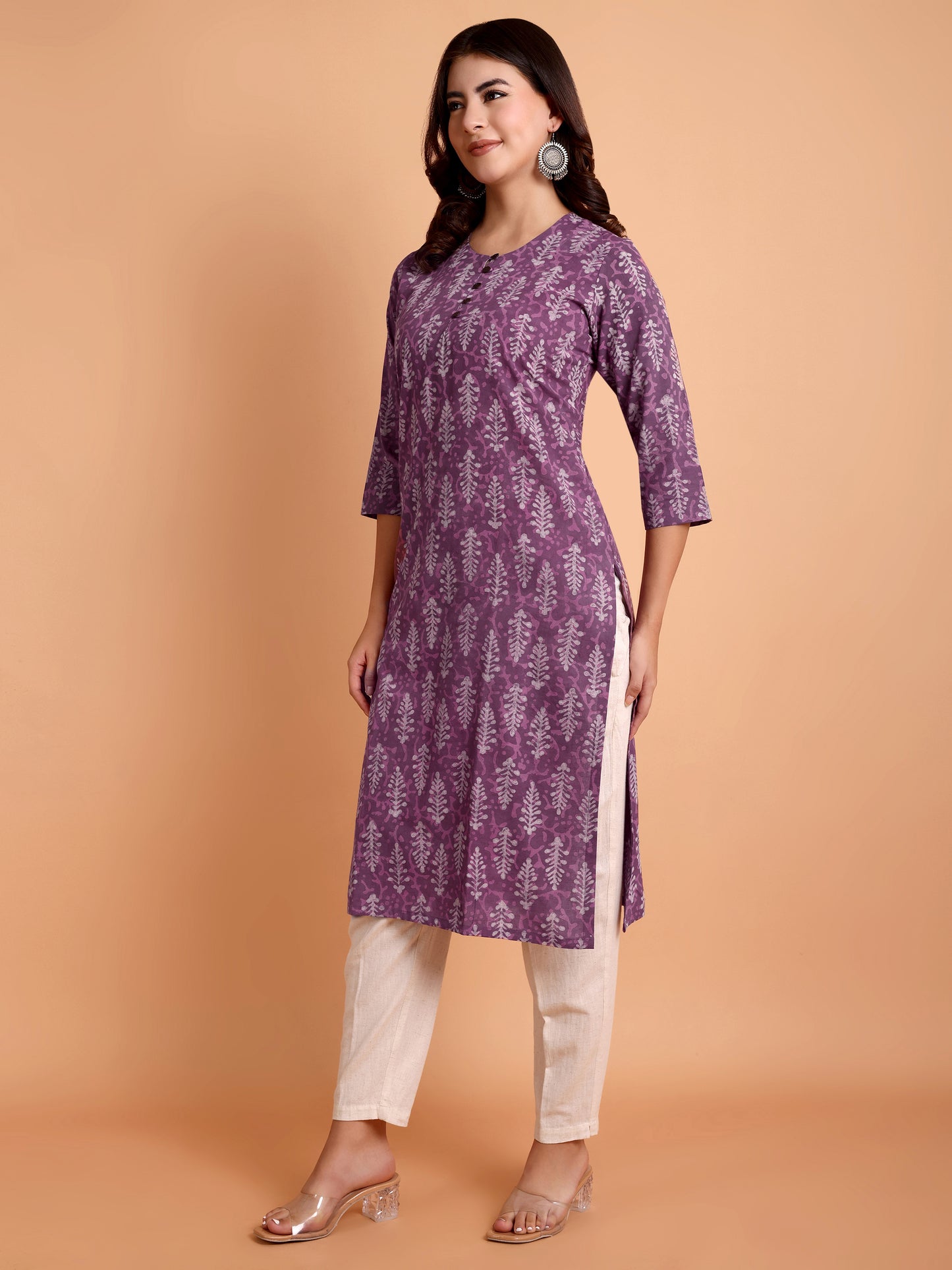 Purple Dabu Print Dress