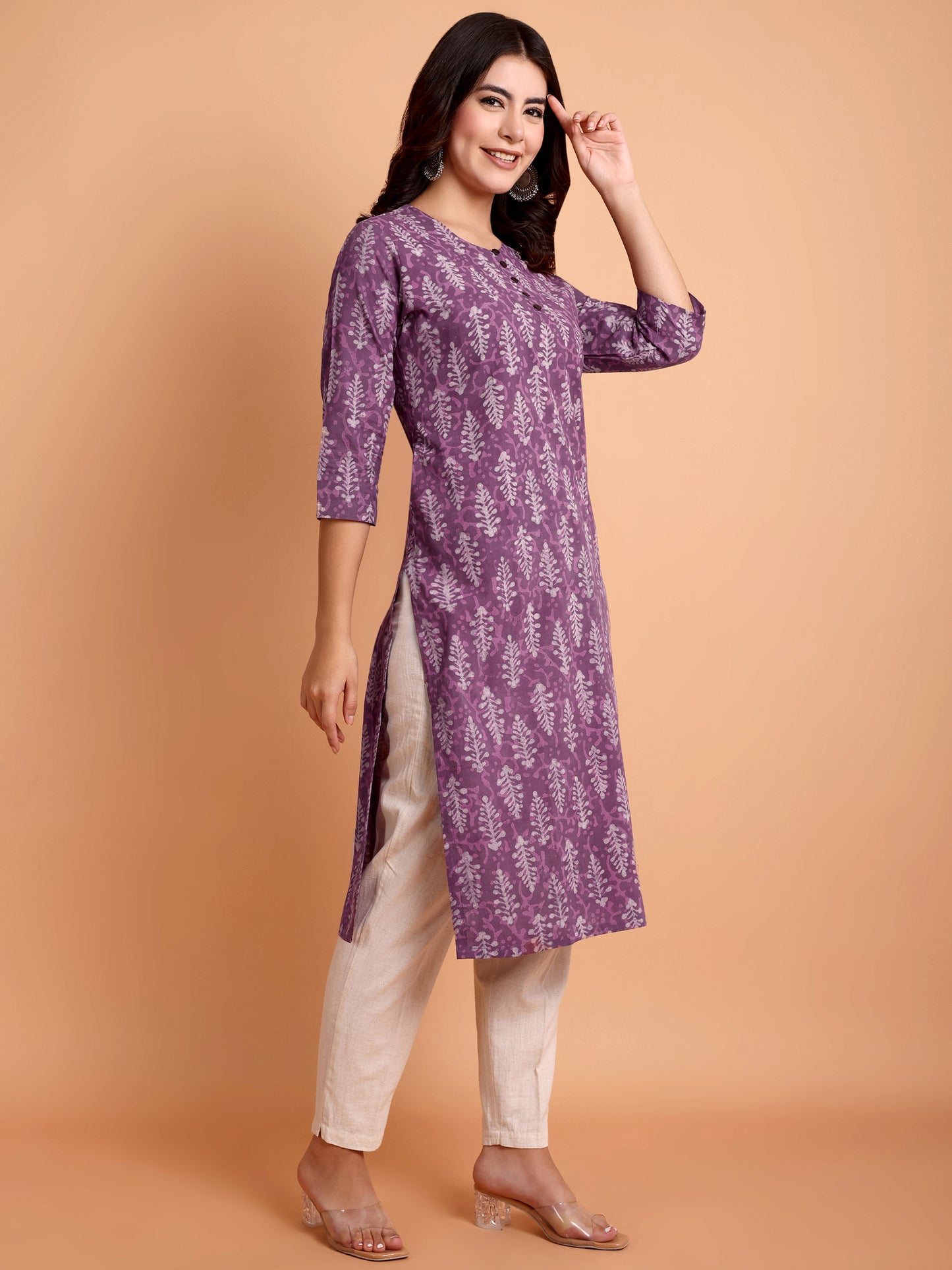 Purple Dabu Print Dress