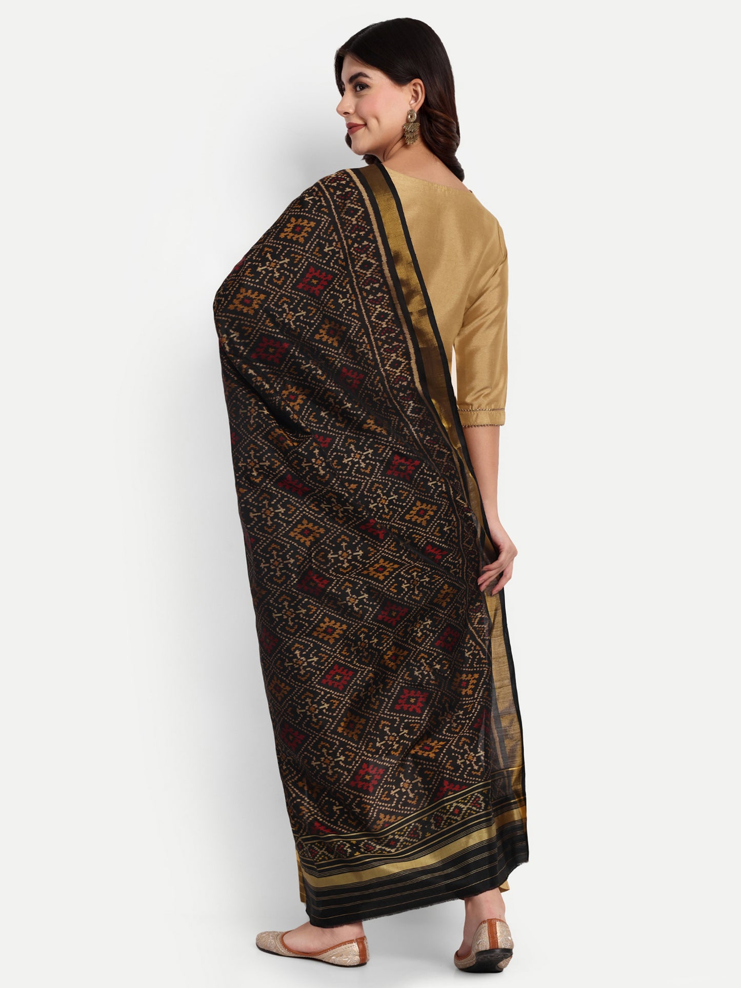 Black Patola silk Single ikat dupatta