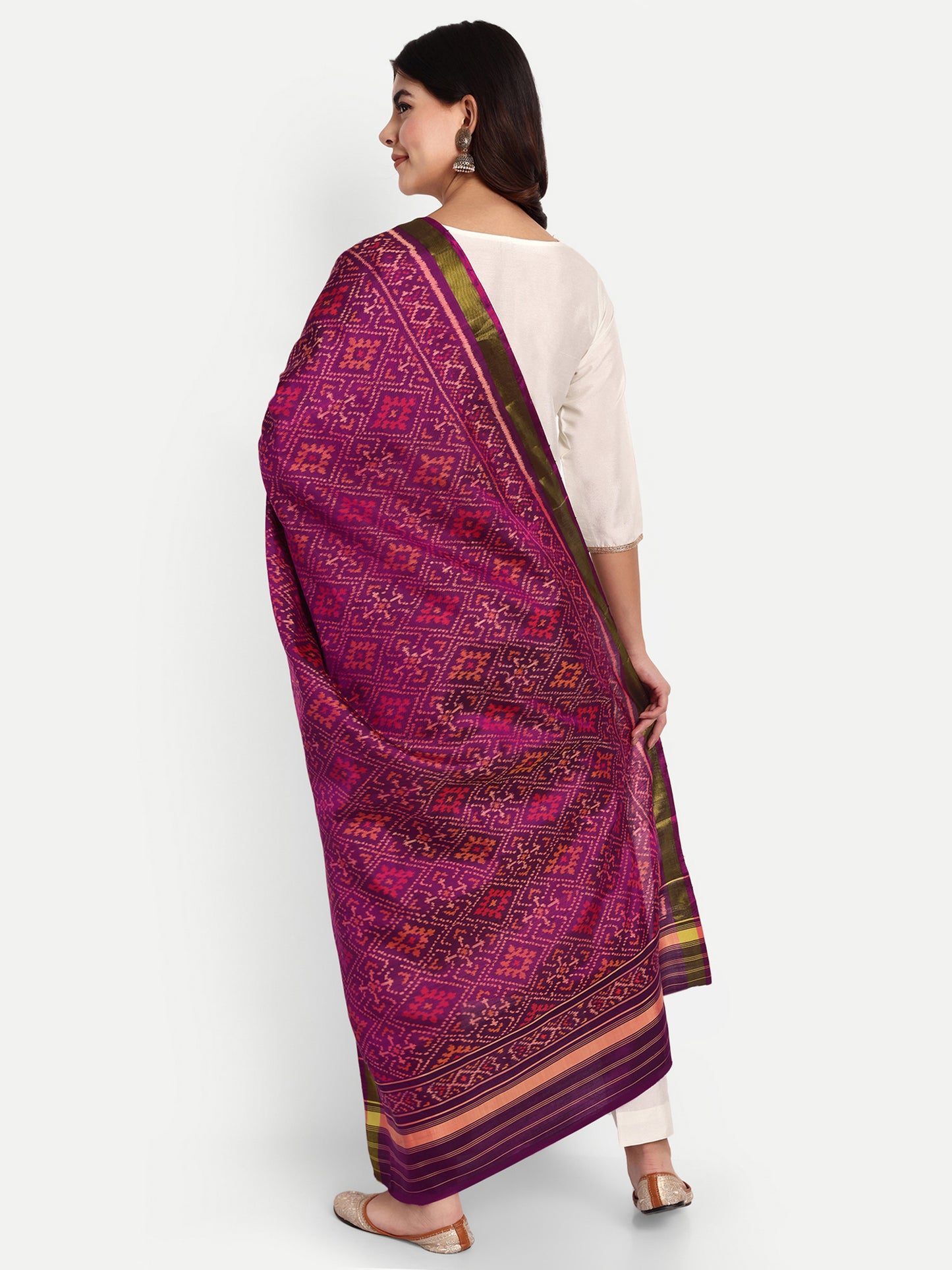 Purple Patola silk single ikat Dupatta