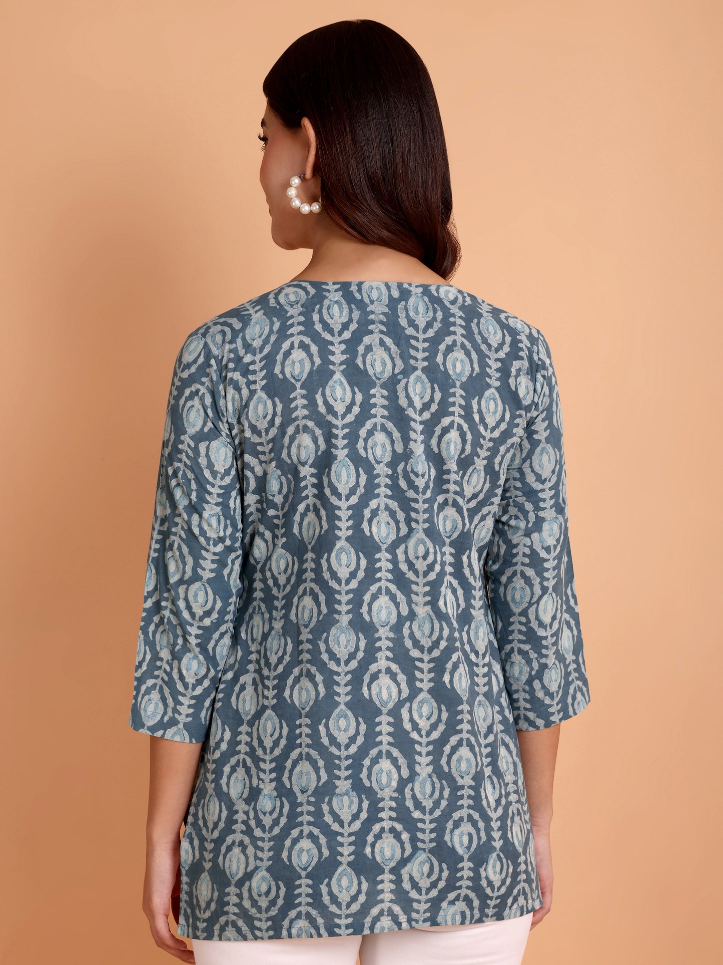 Teal Dabu Print Top