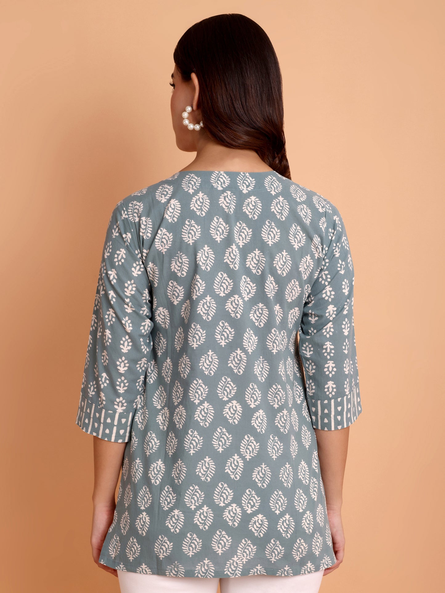 Teal Dabu Print T