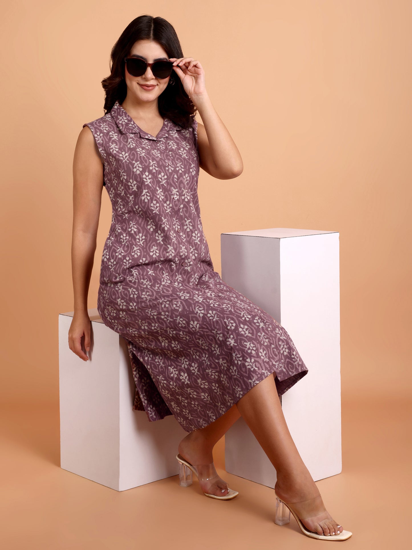 Mauve purple cotton dress