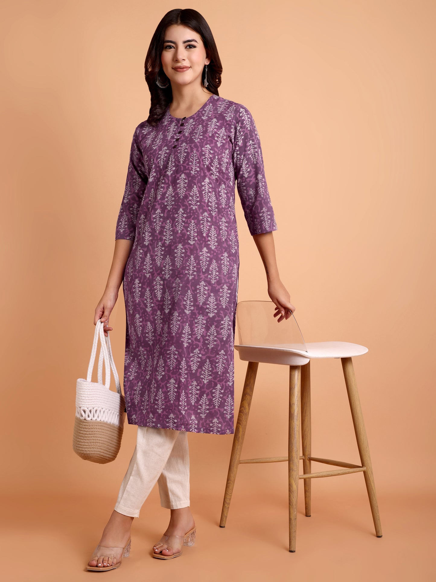 Purple Dabu Print Dress