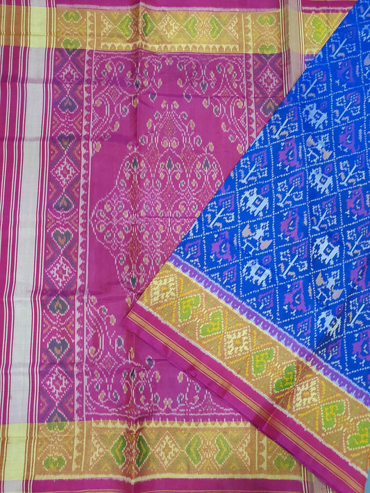 Blue hathi popat patola silk saree