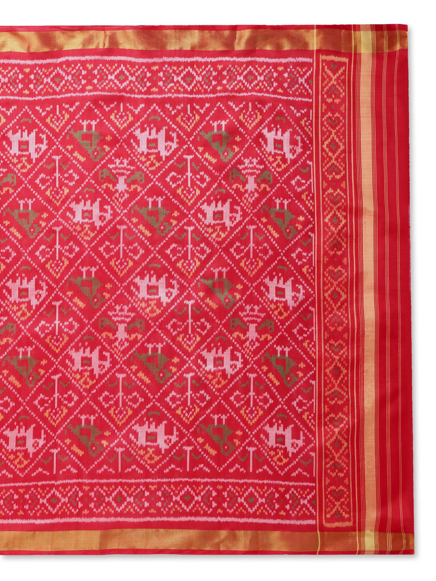 Red patola silk single ikat dupatta