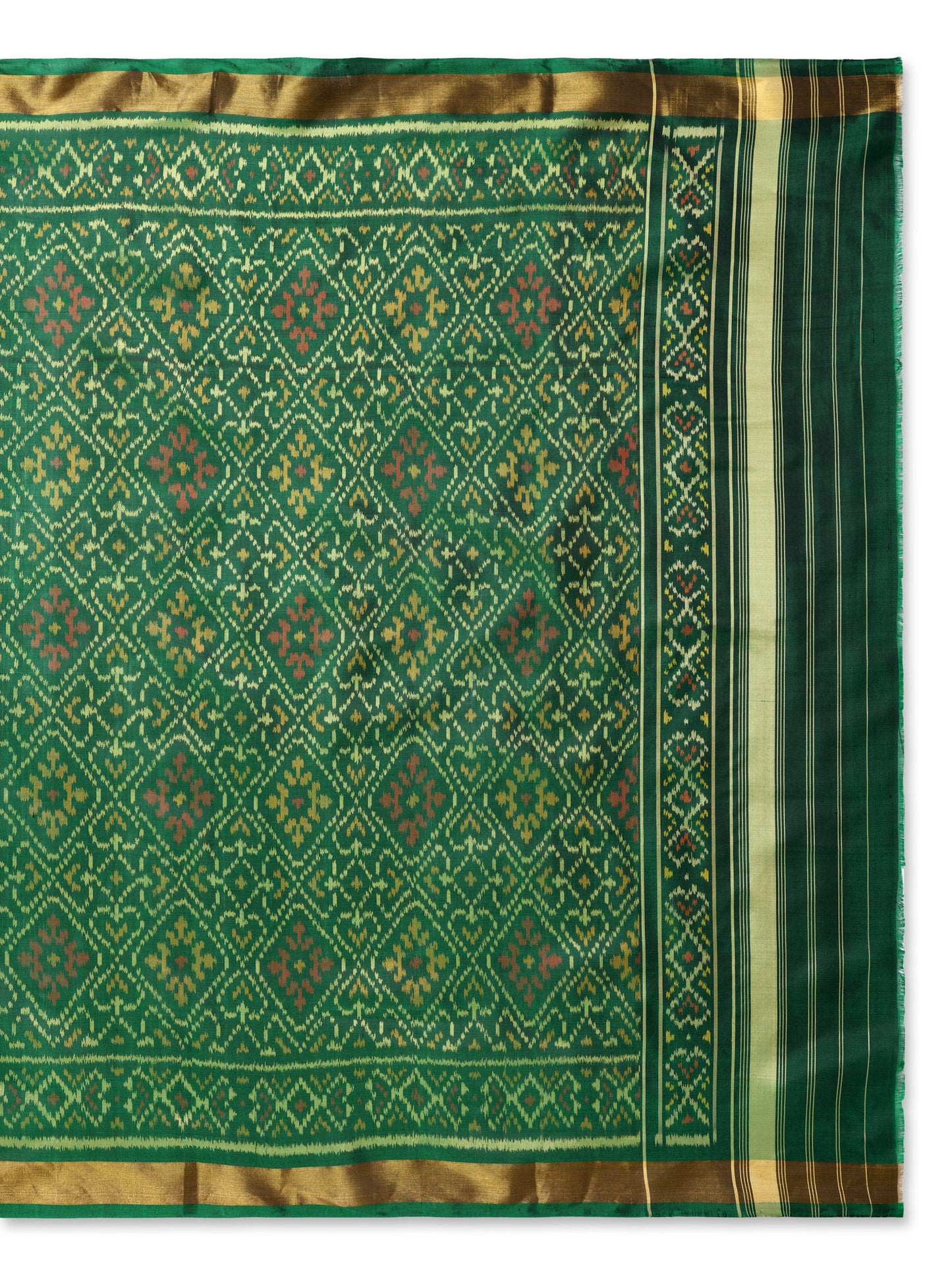 Green Patola silk single ikat Dupatta