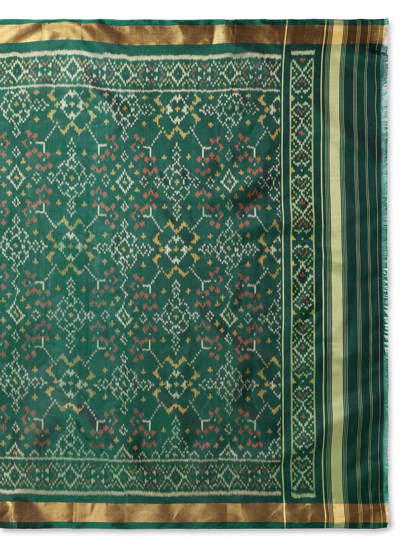 Green Navratan Patola silk single ikat dupatta