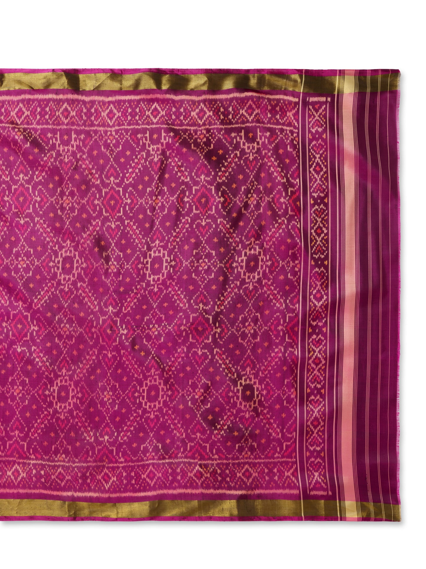 Magenta manekchowk design patola silk single ikat dupatta